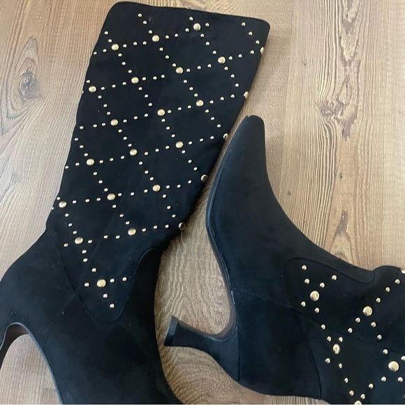C Comfort est.1946 woman’s gold stud high boot size 6 black kitty heel comfort - Picture 6 of 8